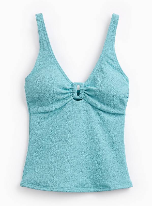 Turquoise Square Ring Textured Tankini Top 12