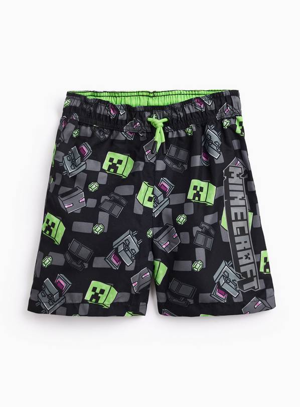 Black Minecraft Print Swim Shorts 5-6 Years
