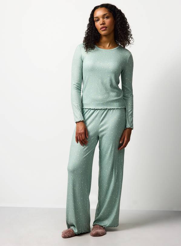 Sage Ditsy Floral Pointelle Pyjama Set XXL