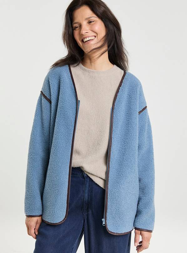 JD WILLIAMS Piped Borg Popper Cardigan 16