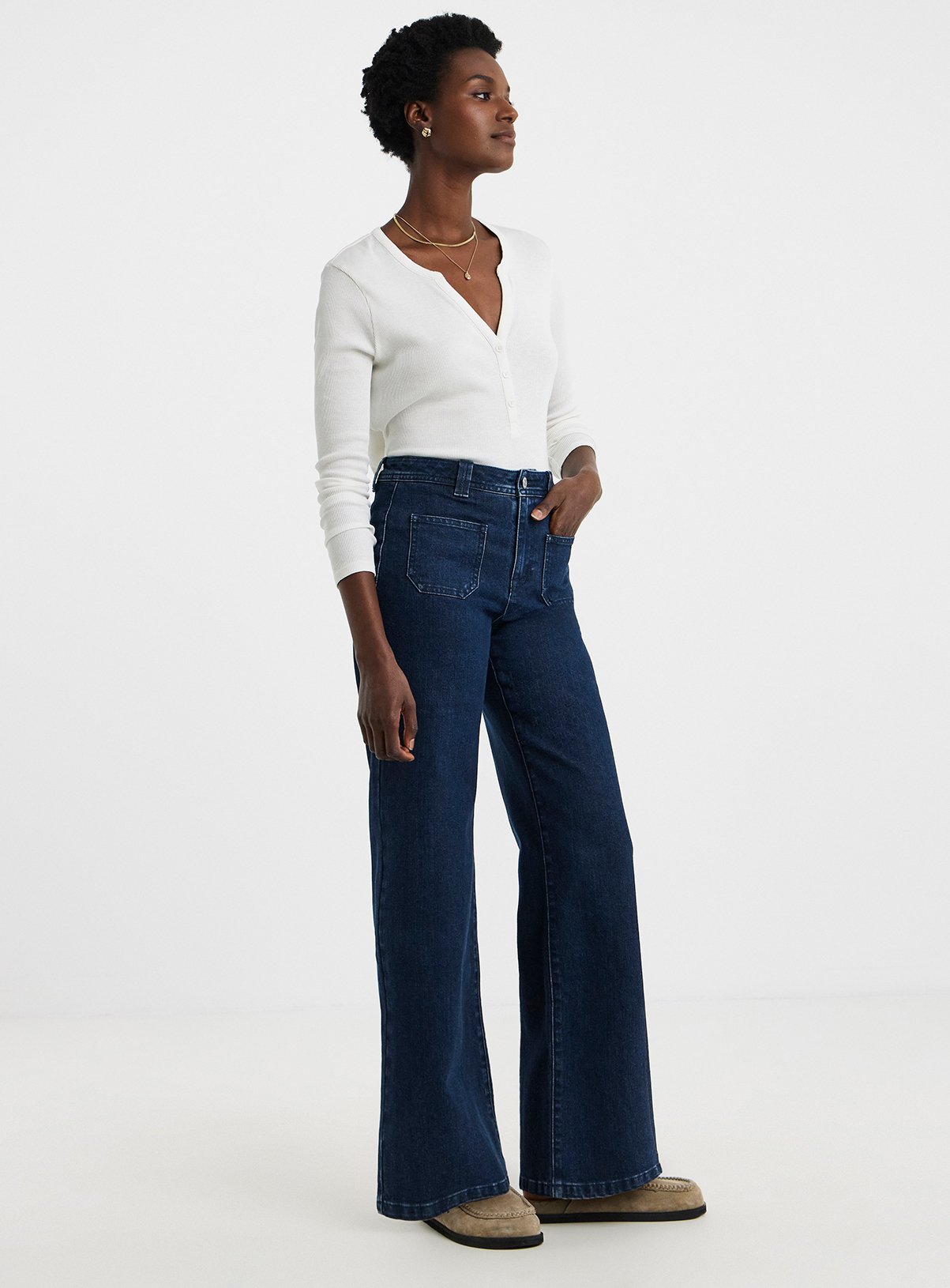 JD WILLIAMS Pocket Front Wide Leg Jeans 32 - Image 3 thumbnail