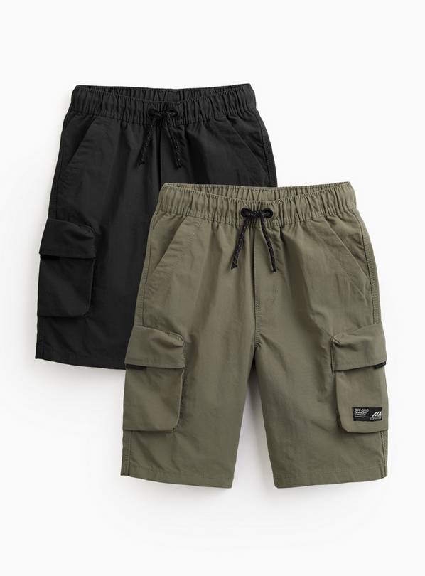 Black & Khaki Taslan Cargo Shorts 2 Pack 9 years