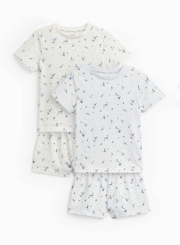 Floral Stripe Print Shortie Pyjamas 2 Pack 8-9 years