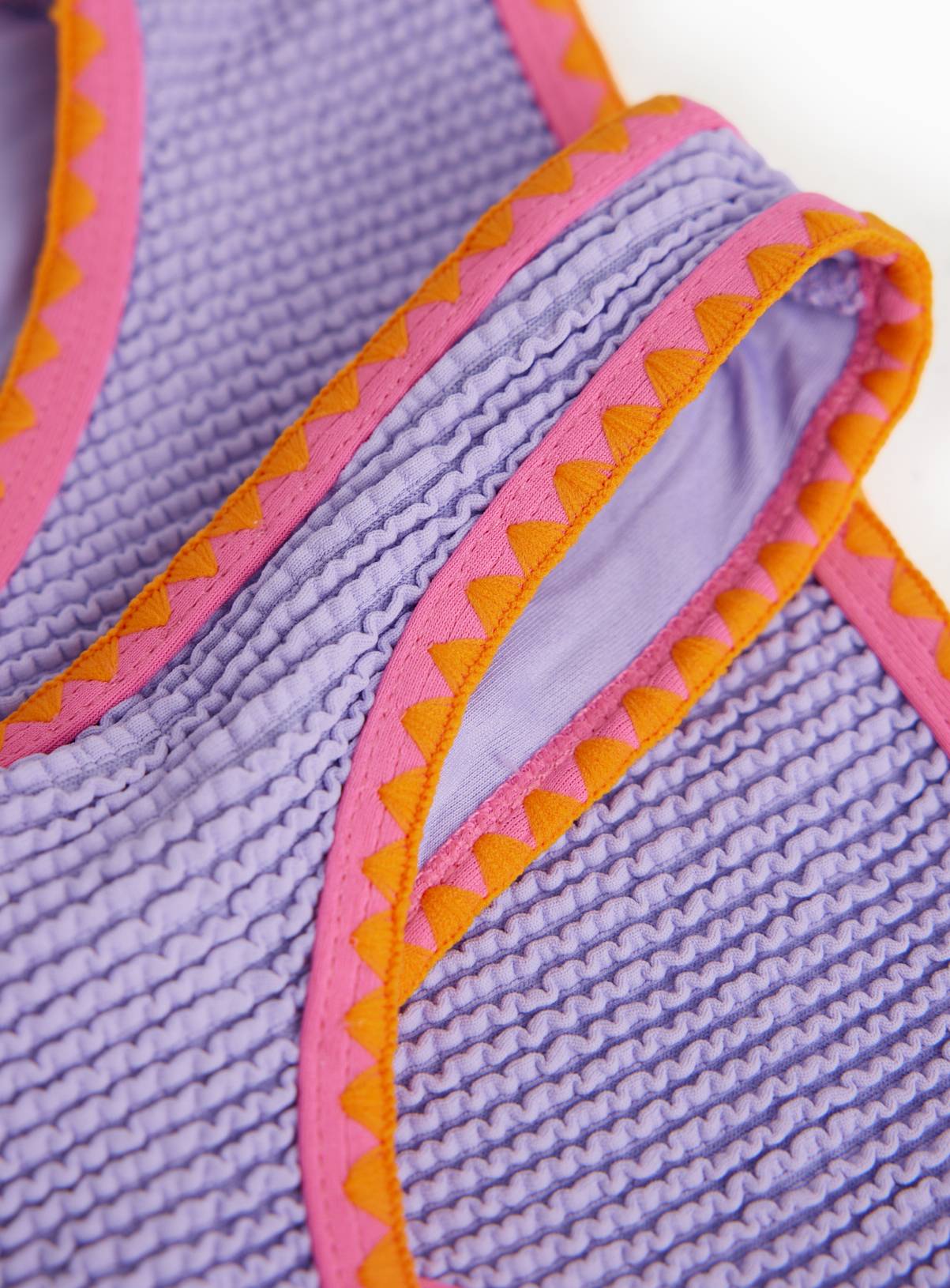 Lilac Crinkle Texture Blanket Stitch Bikini Set 4-5 Years - Image 2