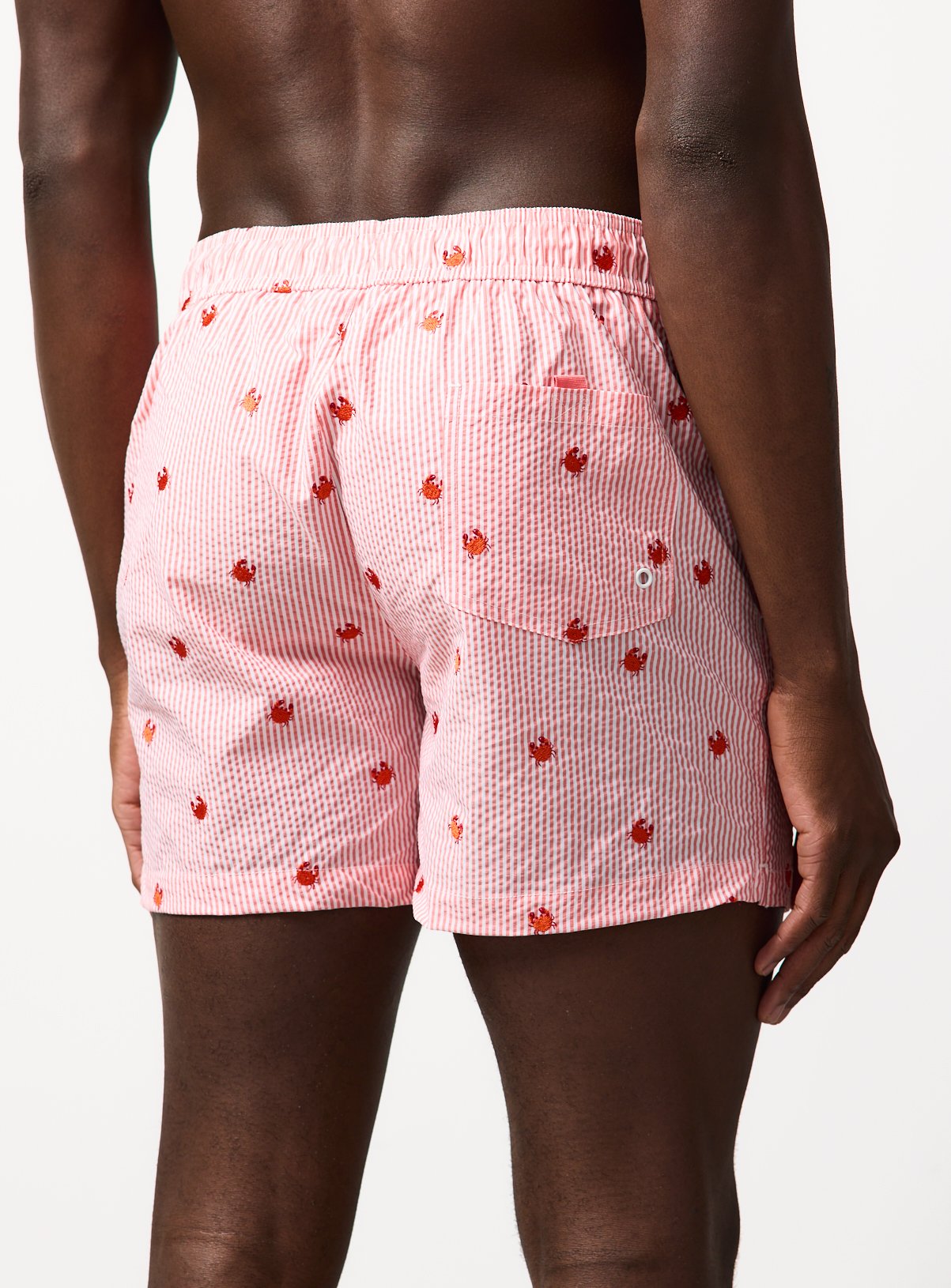 Mini Me Orange Stripe Crab Print Seersucker Swim Shorts XXXL - Image 4 thumbnail
