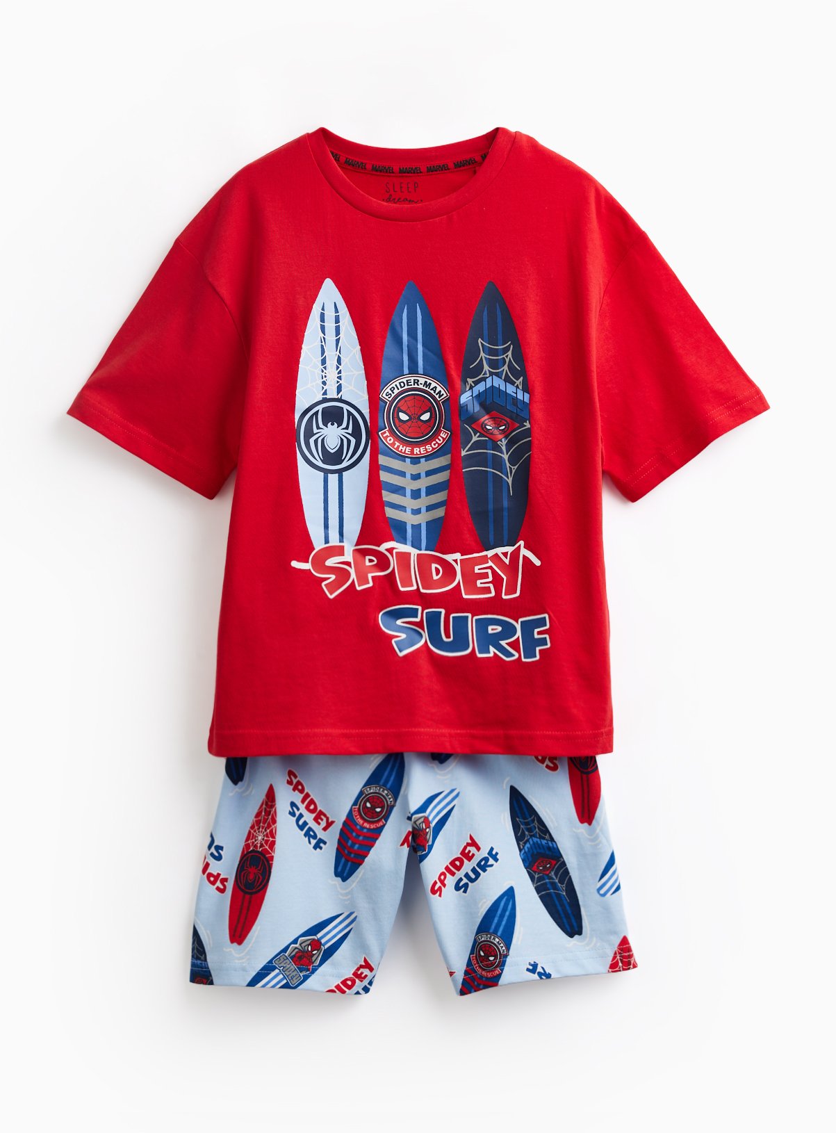 Red Spider-Man Surf Print Shortie Pyjamas (5-6 Years)