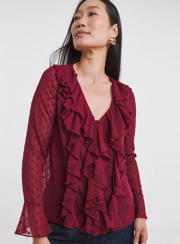 JD WILLIAMS Dobby Ruffle Front Top 10