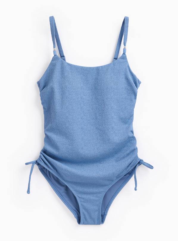 Blue Textured Gather Side Swimsuit 22