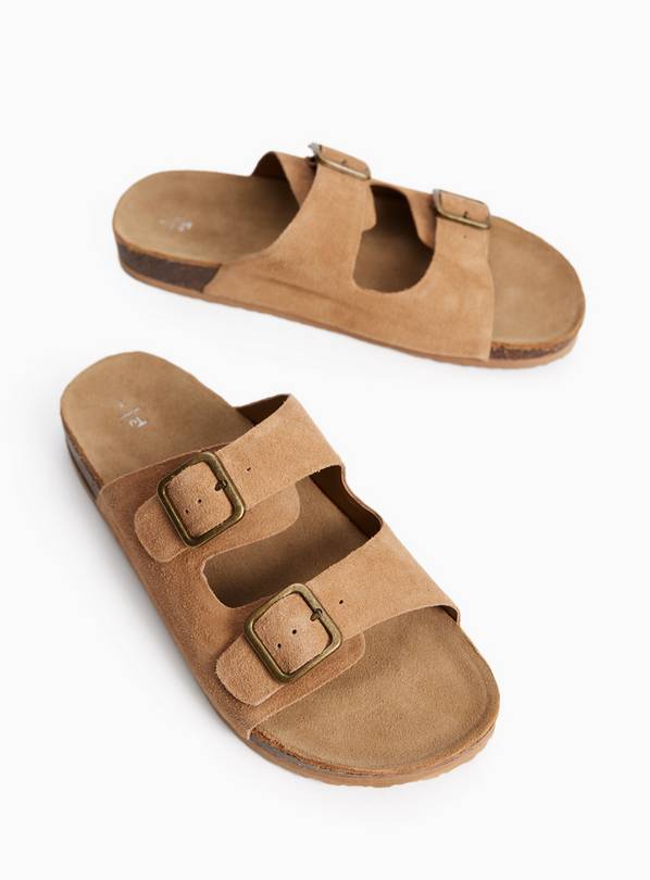 Neutral Suede Footbed Sandals 4