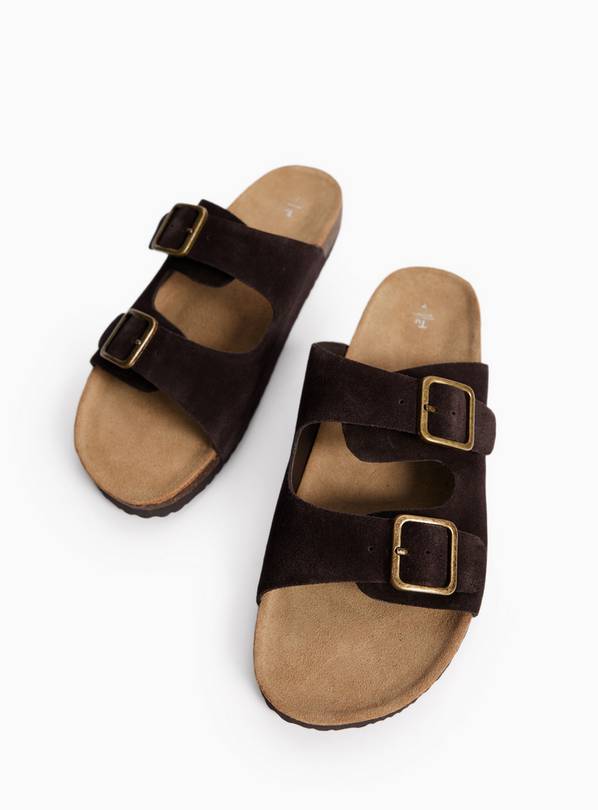 Brown Suede Footbed Sandals  7