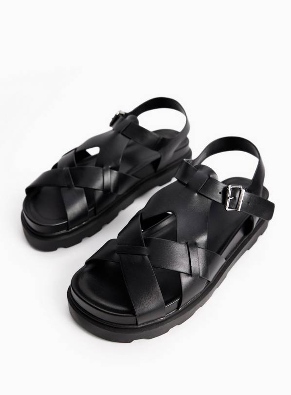 Black Chunky Cleated Sandals 3