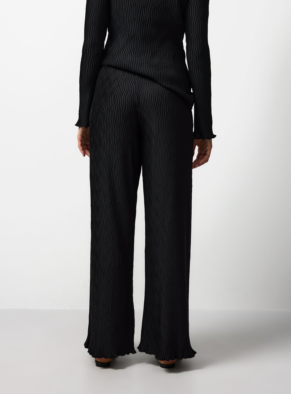 Black Plisse Co-ord Wide Leg Trousers 18 - Image 4 thumbnail