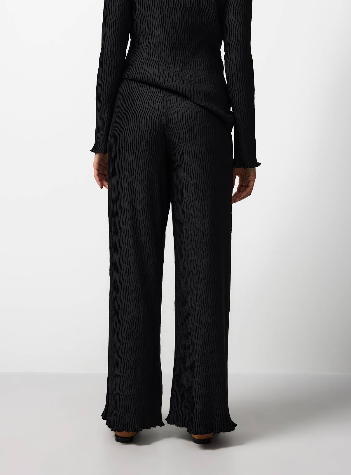 Black Plisse Co-ord Wide Leg Trousers 18 - Image 4