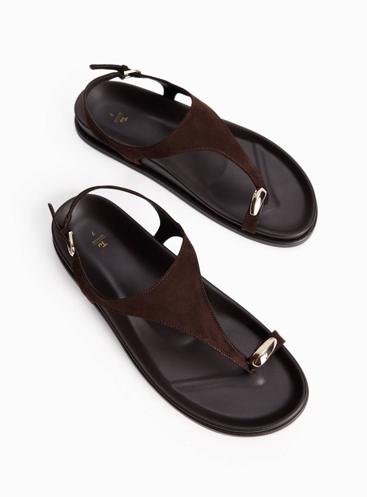 Brown Jewelled Toe Detail Elevated Footbed Sandals 8 - Image 1