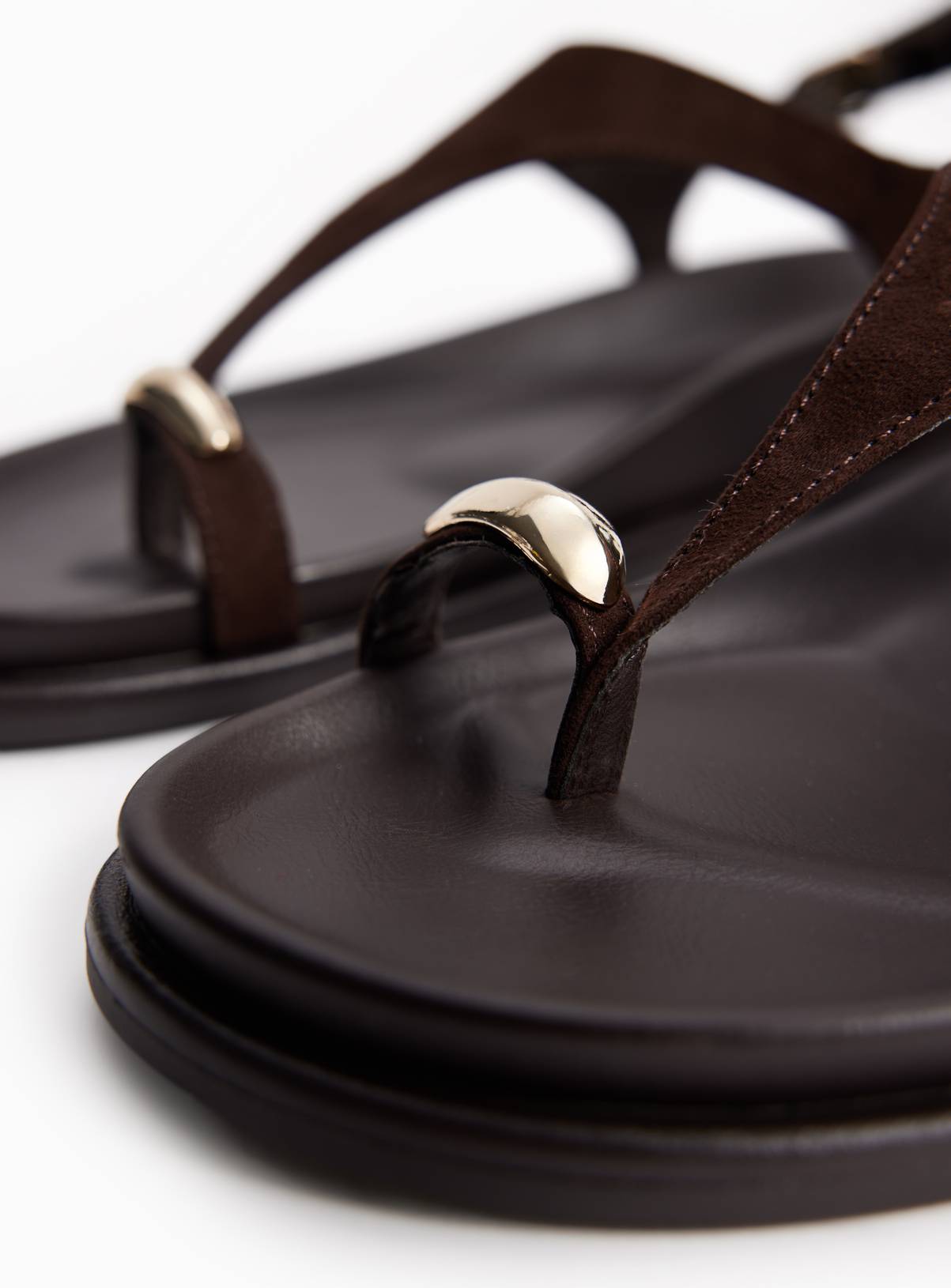 Brown Jewelled Toe Detail Elevated Footbed Sandals 8 - Image 3