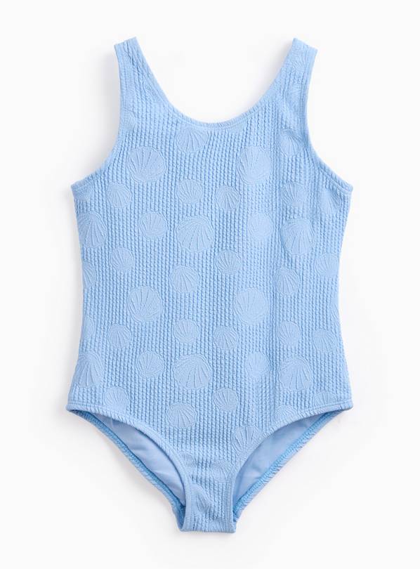 Blue Textured Shell Print Swimsuit 1.5 - 2 Years