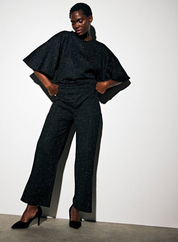 Black Shimmer Co-ord Wide Leg Trousers 12