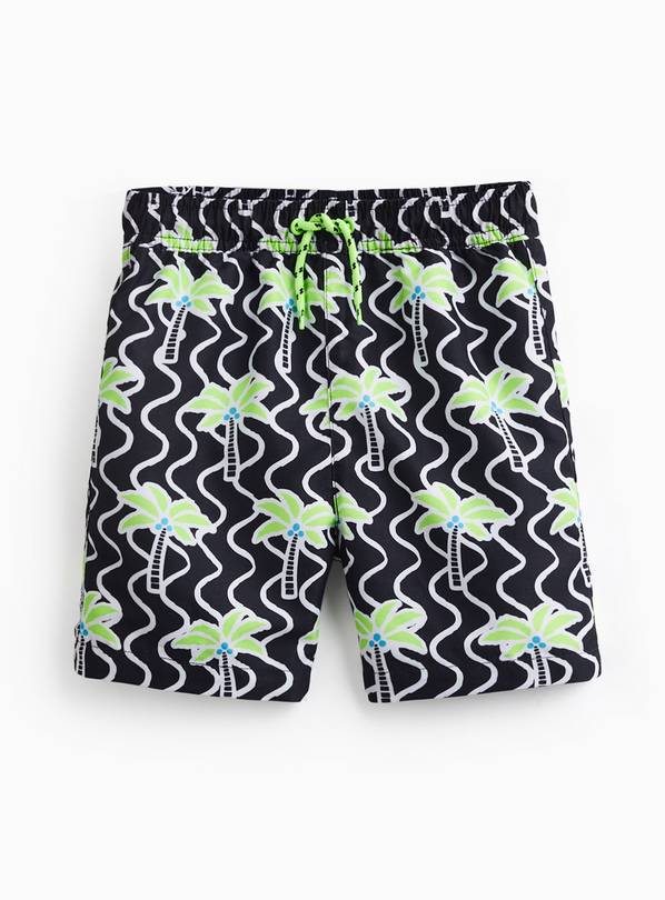 Palm Tree Wave Print Swim Shorts 6-7 Years