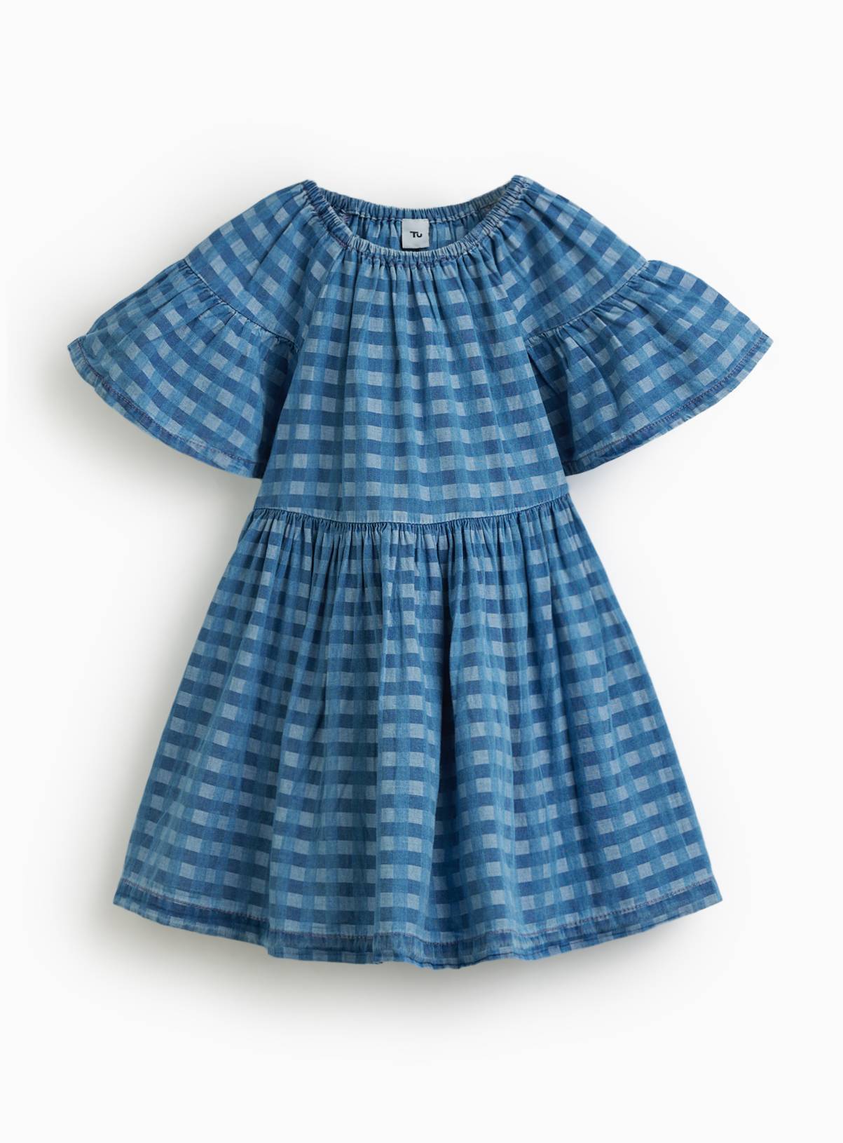 Blue Gingham Chambray Dress 2-3 years - Image 3