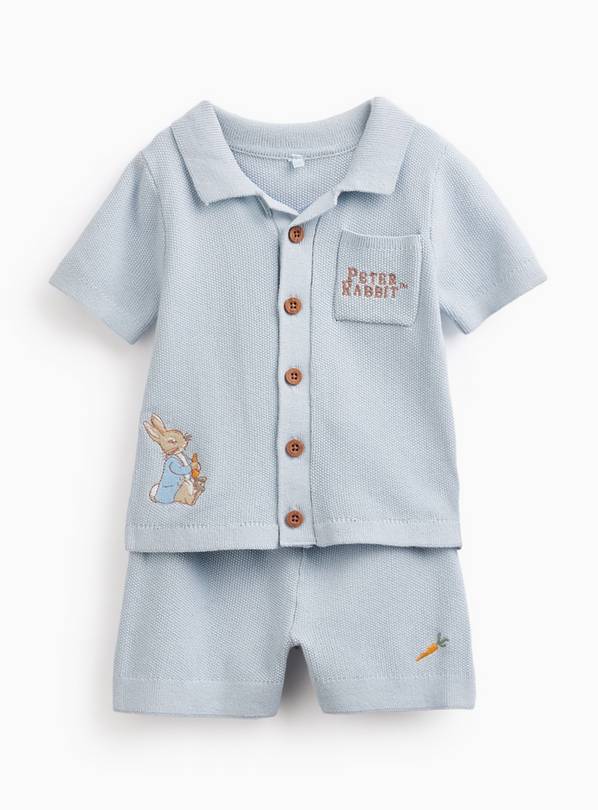 Blue Peter Rabbit Knitted Polo & Shorts Set Up to 3 mths