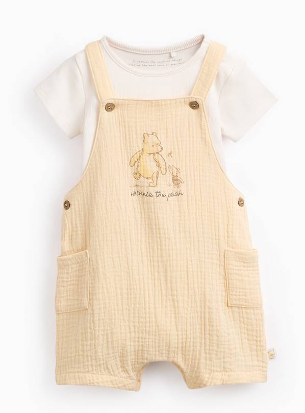 Yellow Winnie The Pooh Bodysuit & Dungarees Set 12-18 months