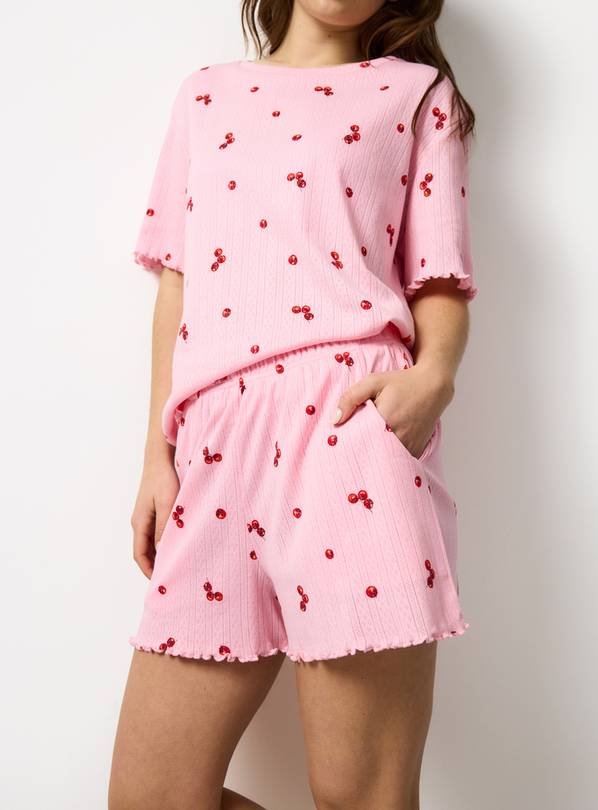 Pink Tomato Print Pointelle Co-ord Pyjama Shorts XL
