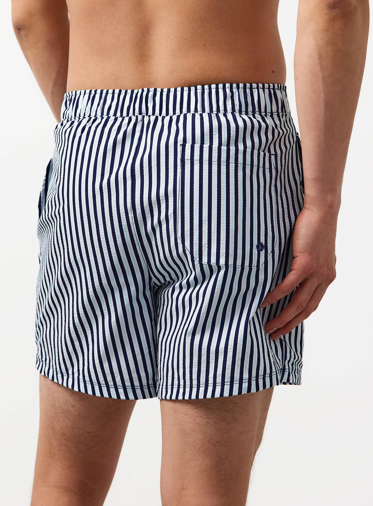 Navy Stripe Print Swim Shorts XS - Image 2