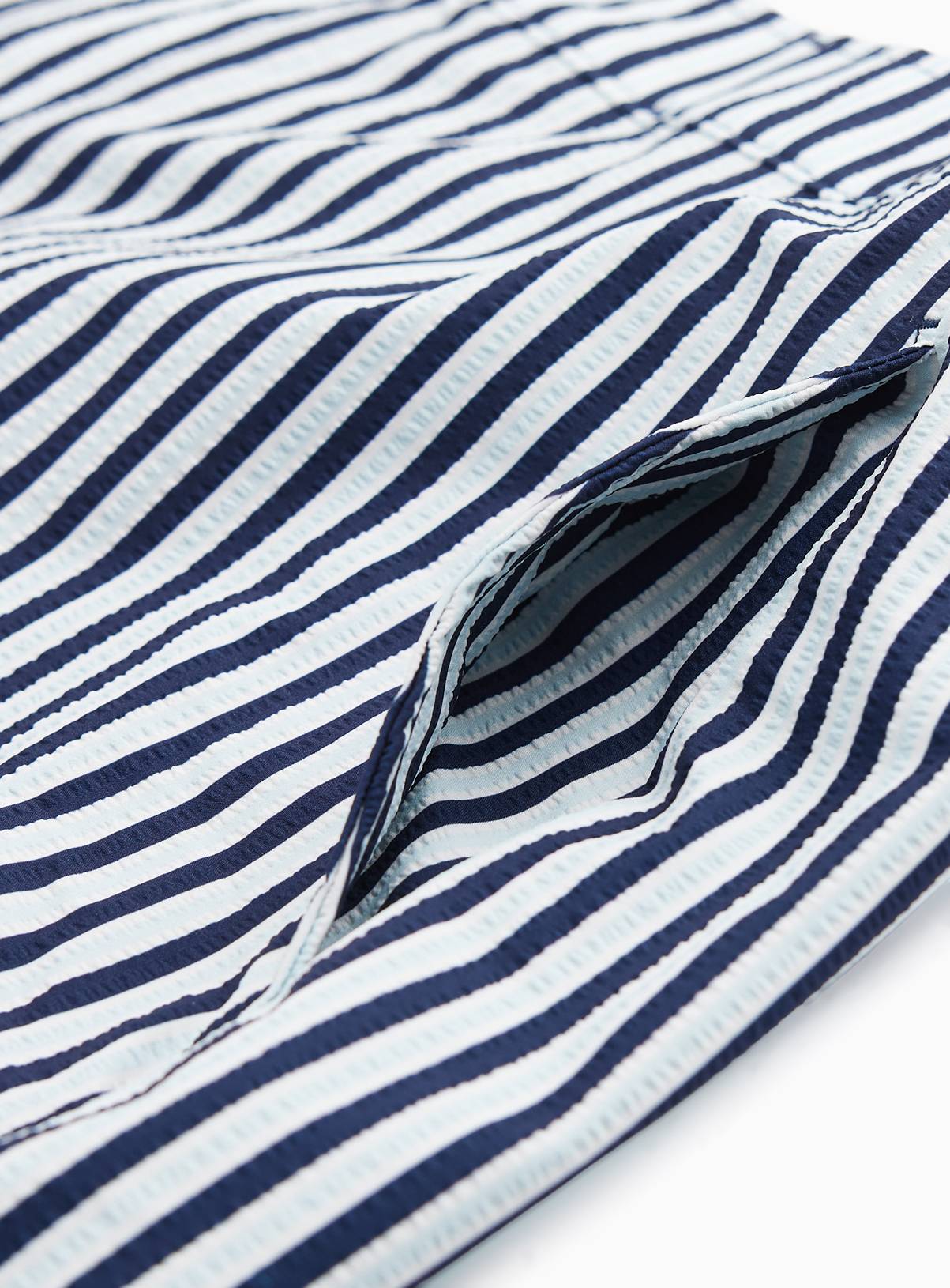 Navy Stripe Print Swim Shorts XS - Image 4