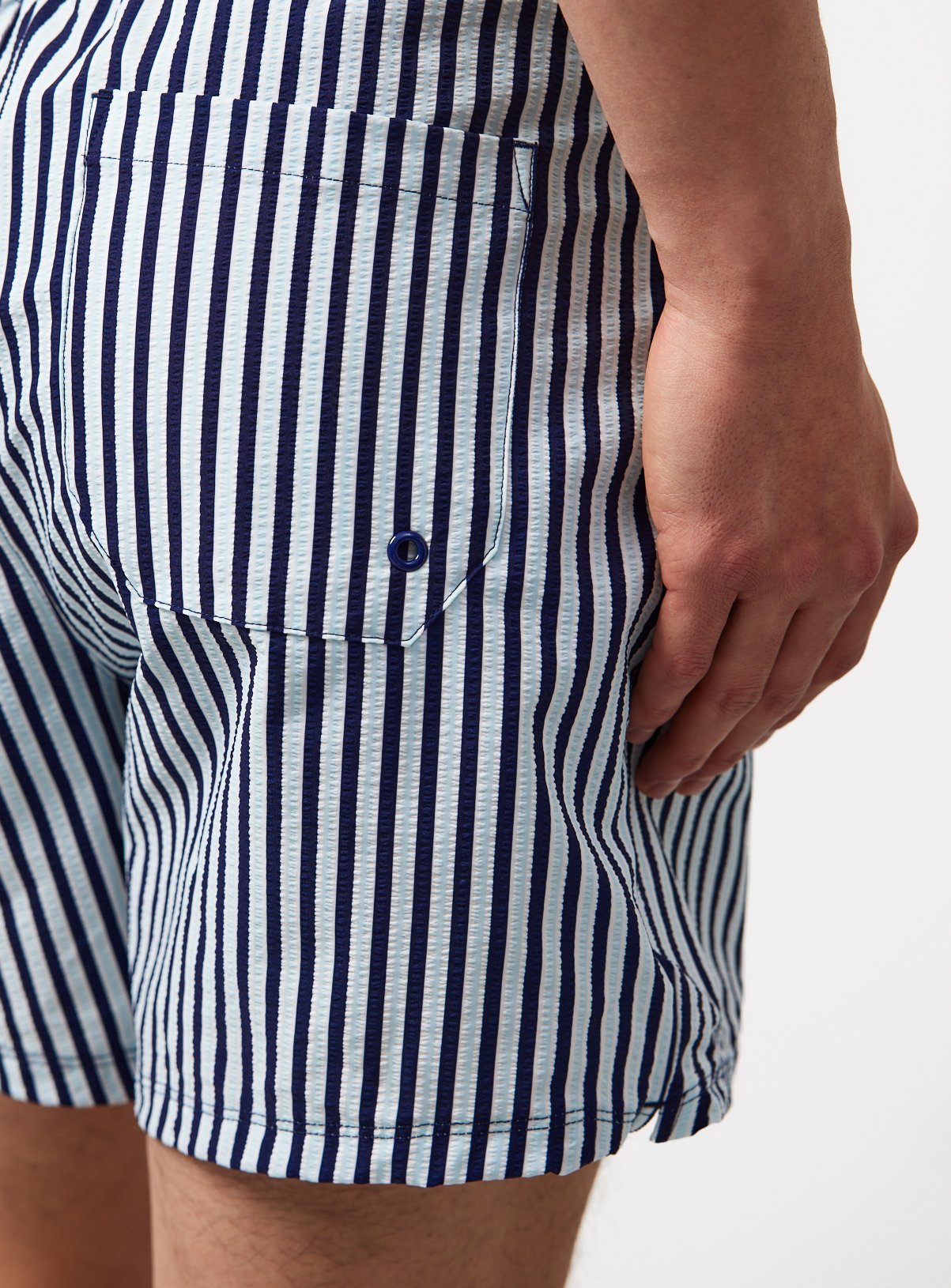 Navy Stripe Print Swim Shorts XS - Image 5 thumbnail
