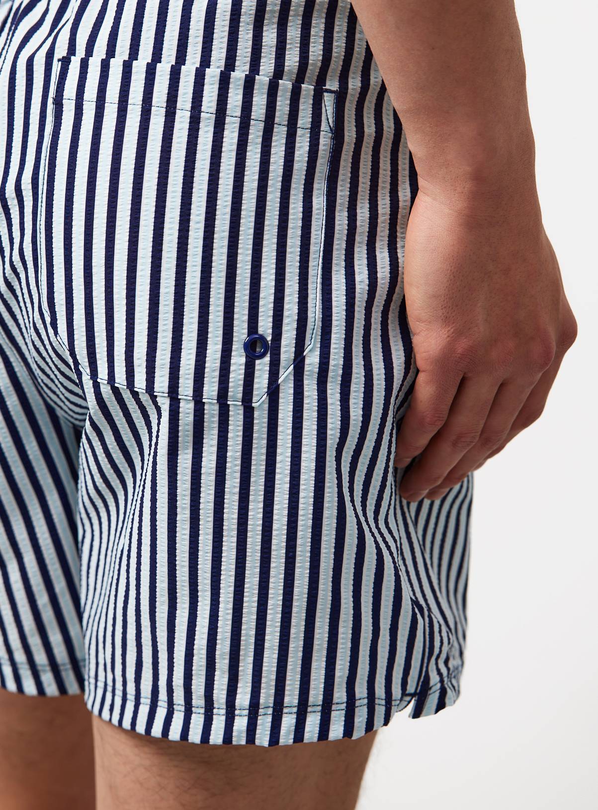 Navy Stripe Print Swim Shorts XS - Image 5