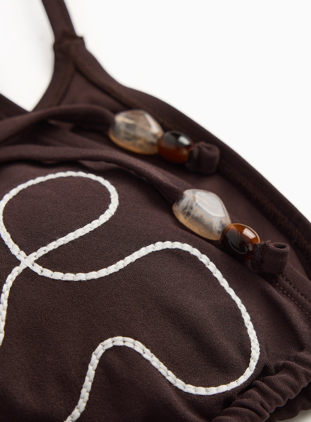 Brown Embroidered Triangle Bikini 22 - Image 4 thumbnail