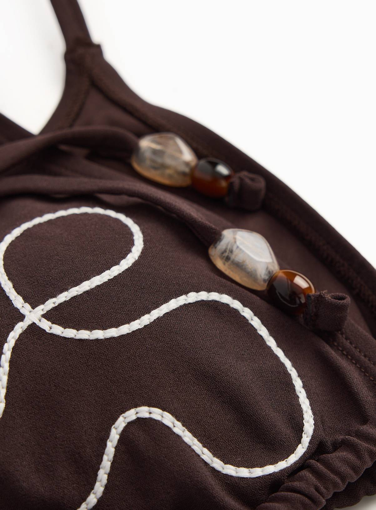 Brown Embroidered Triangle Bikini 22 - Image 4