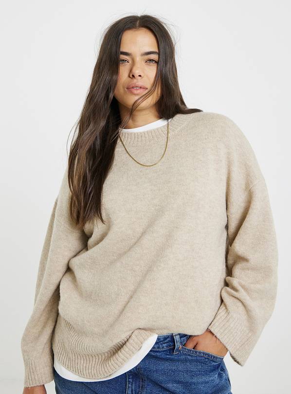 SIMPLY BE Crew Neck Jumper - Oatmeal 32-34