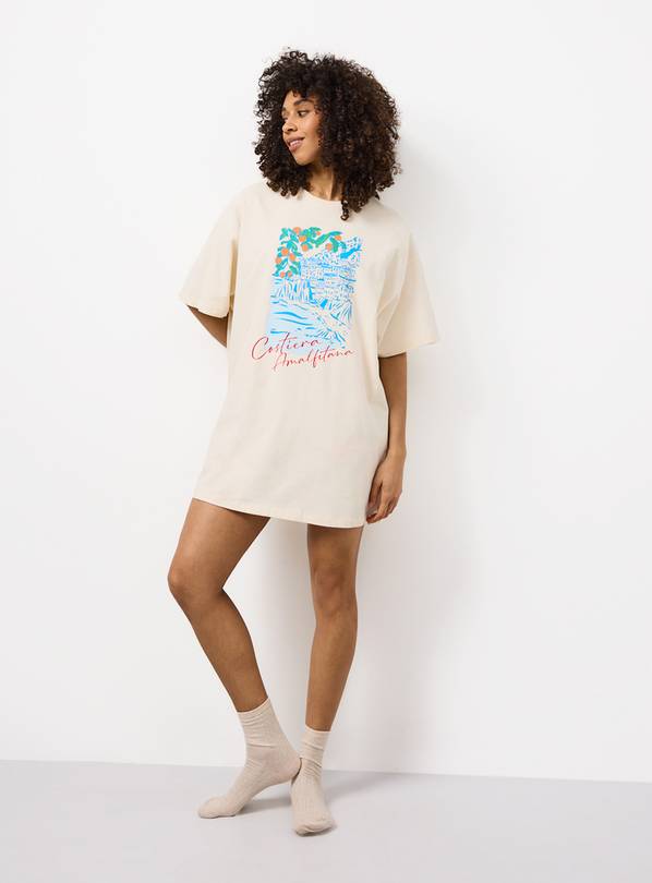 Cream Amalfi Graphic Oversized Sleep Tee XXL