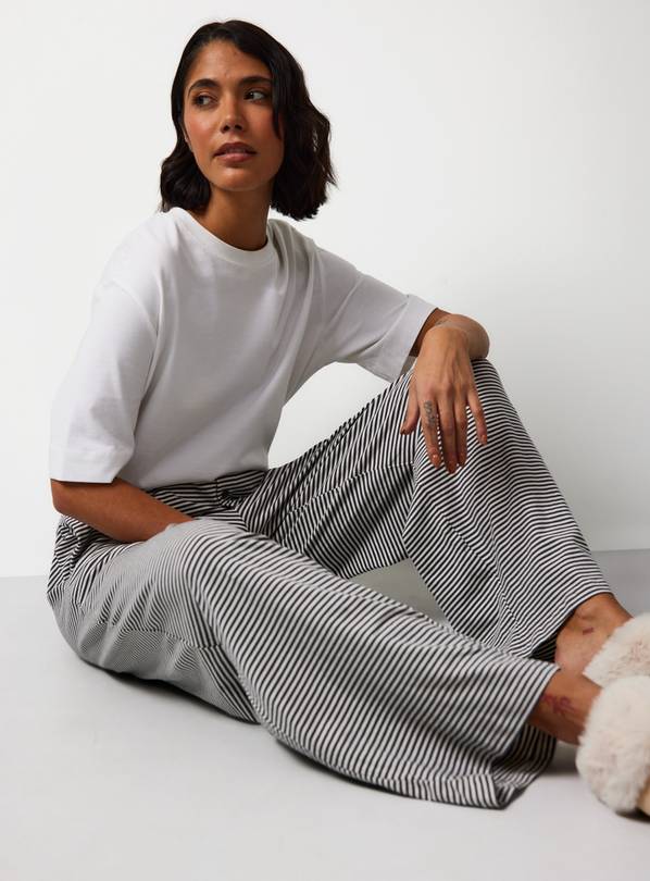 Mono Stripe Wide Leg Jersey Pyjama Bottoms L