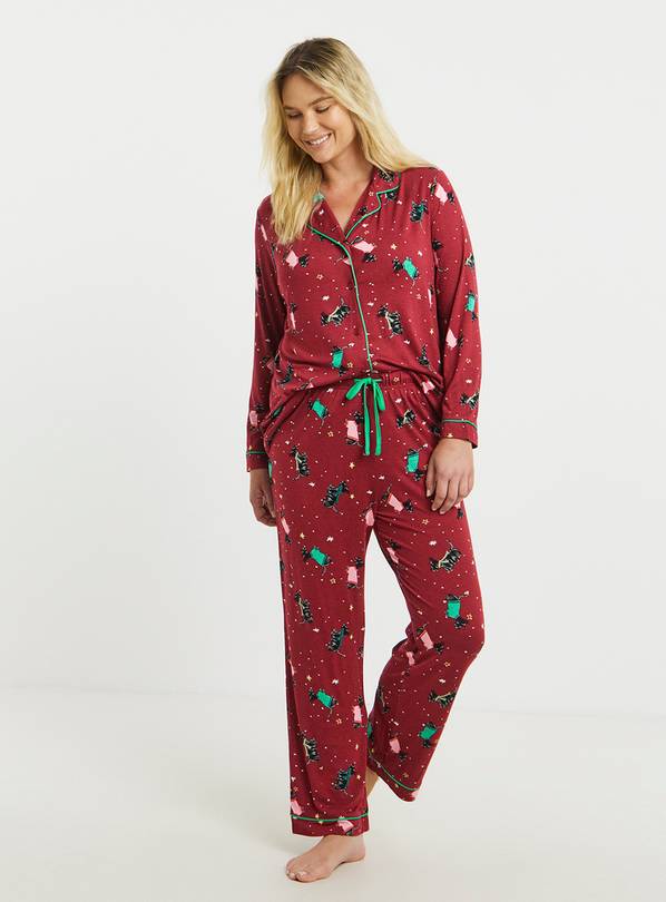 SIMPLY BE Pretty Secrets Scotty Dog Button Through  Pyjama Set 16-18