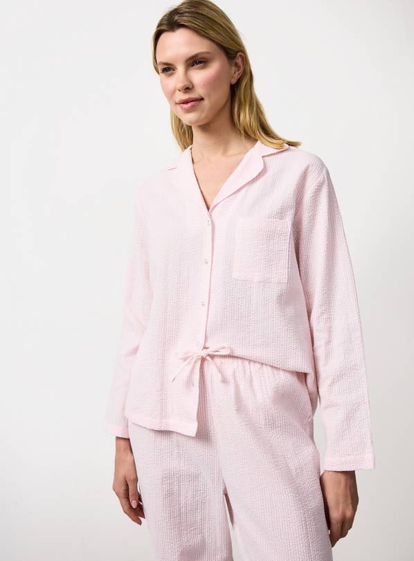 Pink Stripe Textured Seersucker Traditional Pyjamas 24