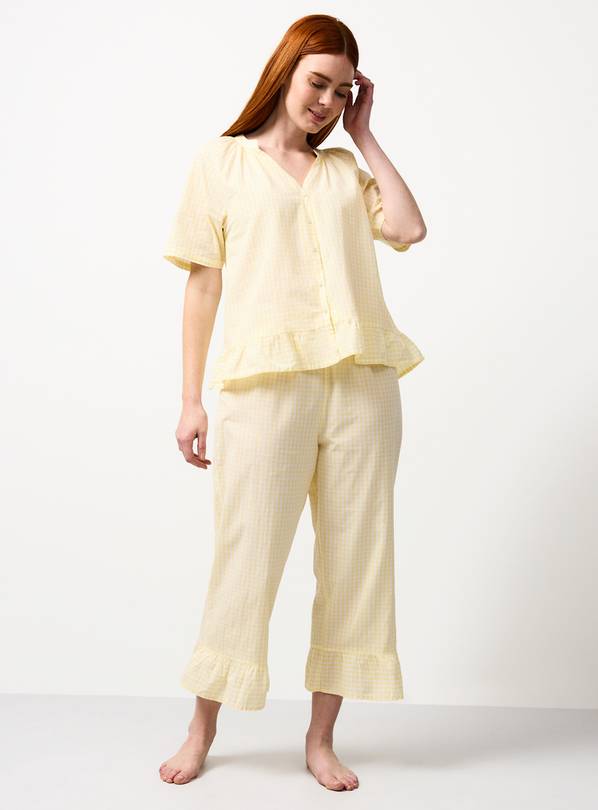 Yellow Gingham Frill Detail Pyjama Set 18