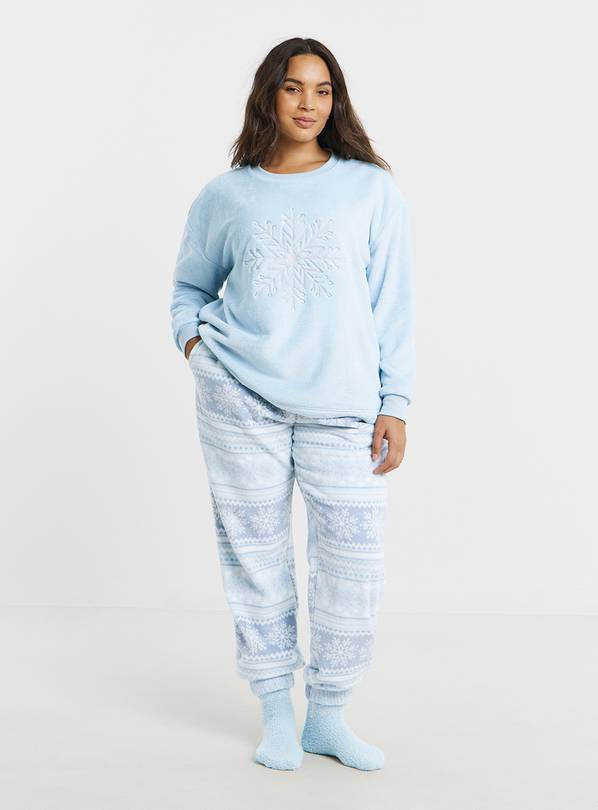 SIMPLY BE Pretty Secrets Fleece Pyjama Set With Fluffy Socks 24-26