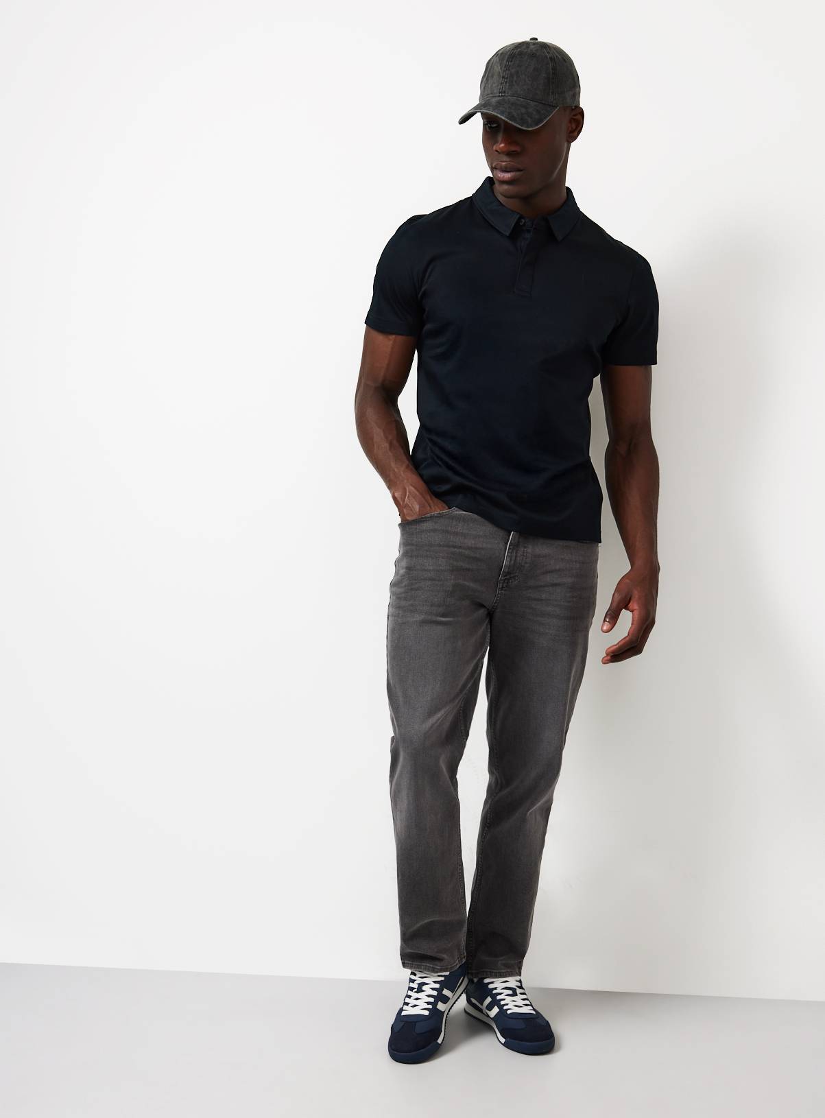 Black Supima Cotton Polo Shirt L - Image 2