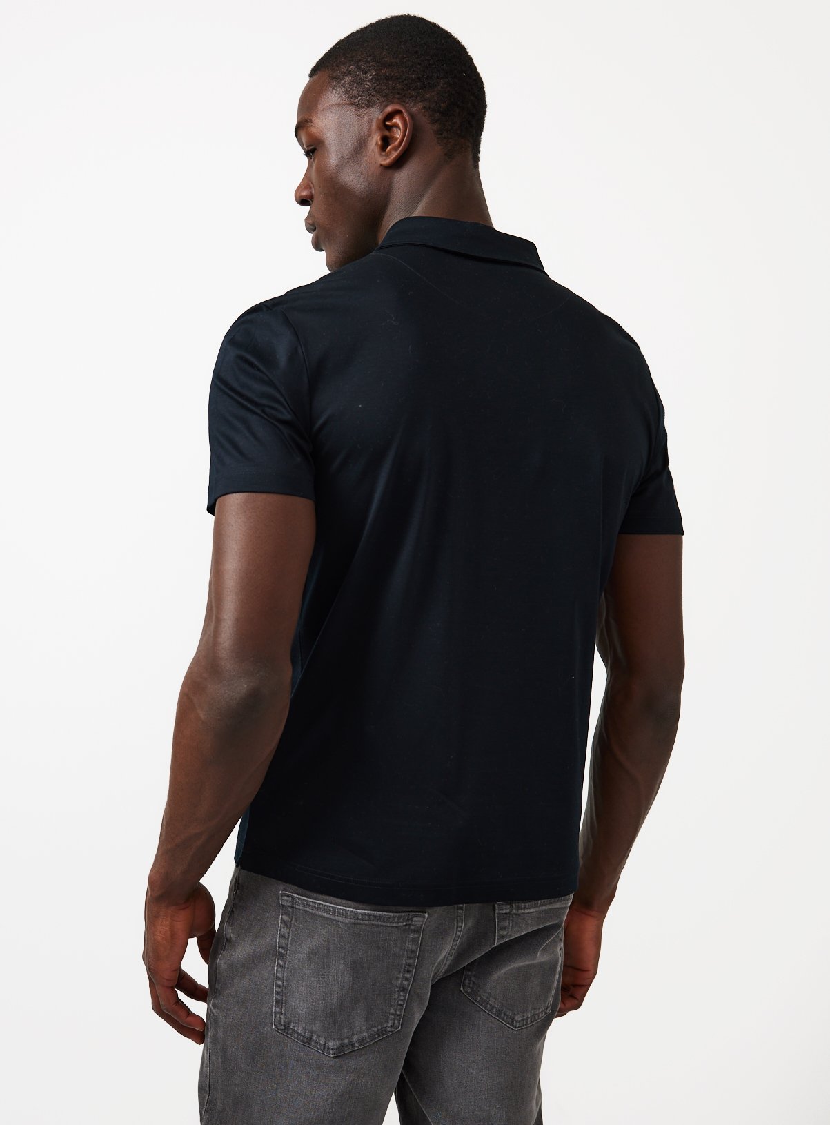 Black Supima Cotton Polo Shirt L - Image 5 thumbnail