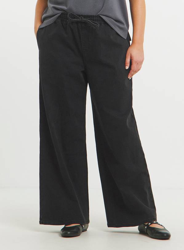 SIMPLY BE Washed Black Tie Waist Jogger Jeans 14