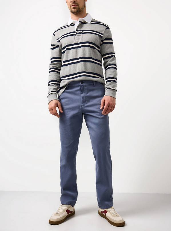 Blue Straight Leg Chino Trousers 30S