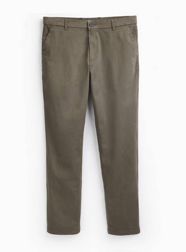 Khaki Straight Leg Chino Trousers 30S