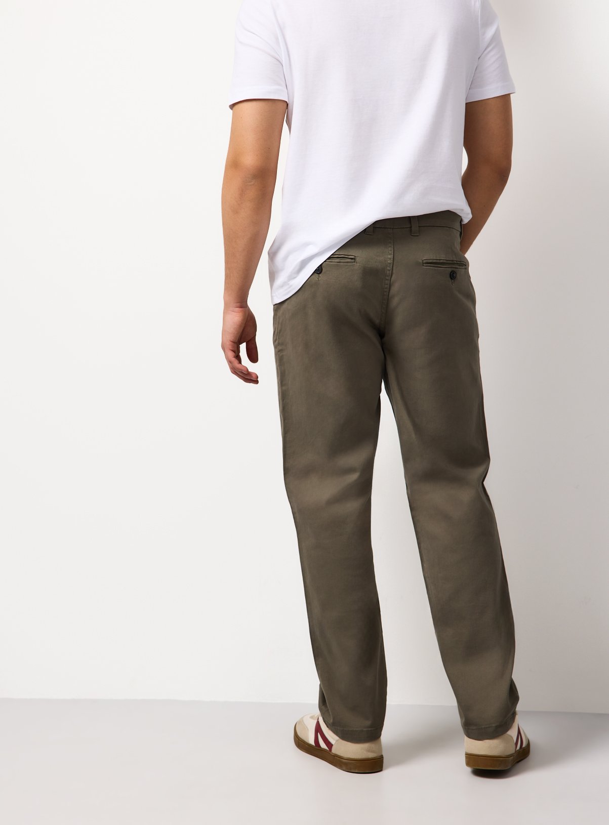 Khaki Straight Leg Chino Trousers 32L - Image 5 thumbnail