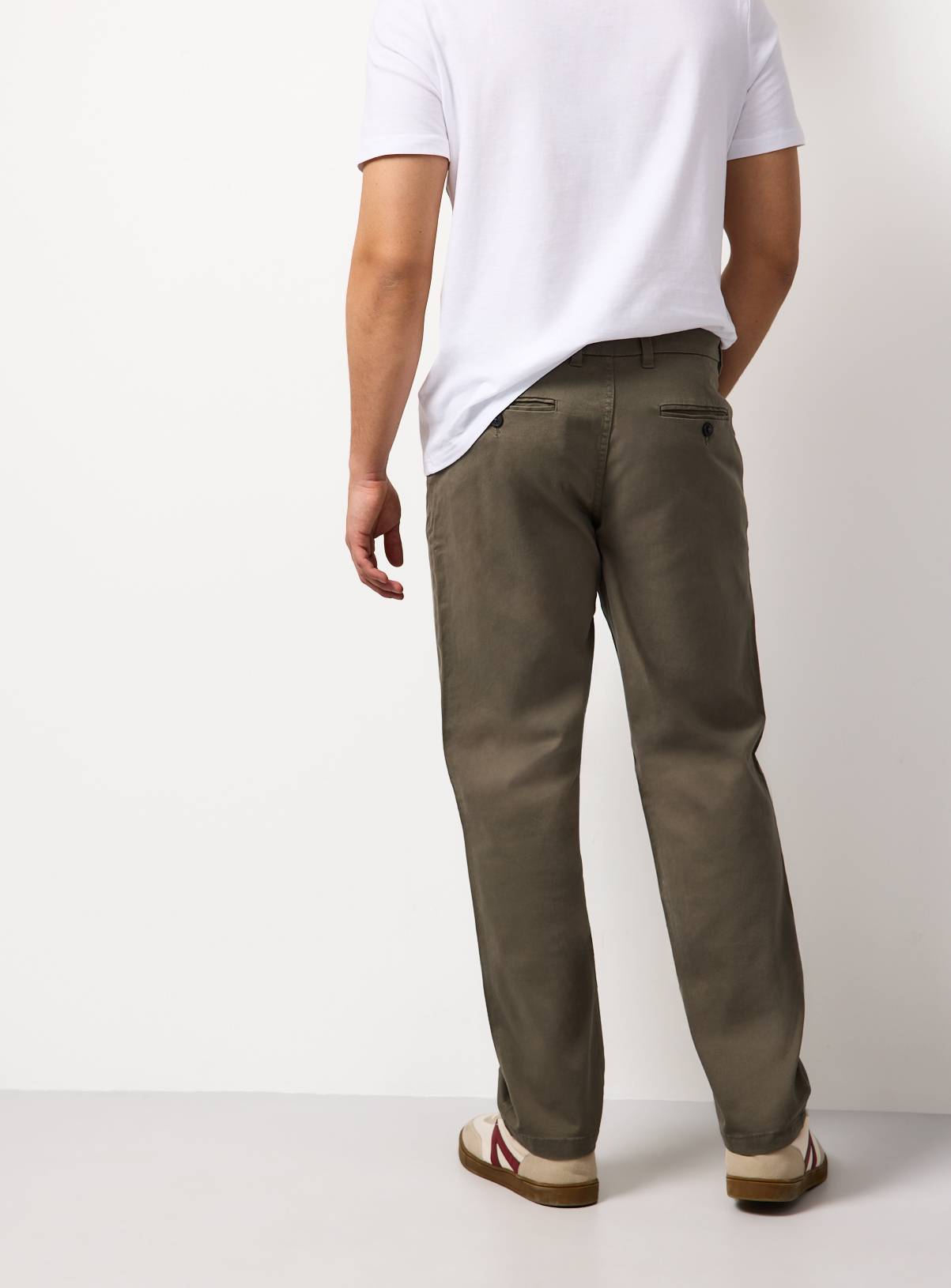 Khaki Straight Leg Chino Trousers 32L - Image 5