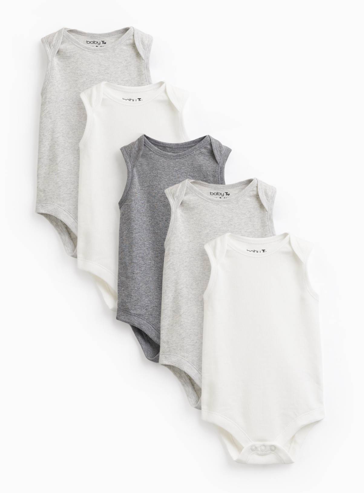 Sleeveless Waffle Bodysuits 5 Pack 6-9 months - Image 1