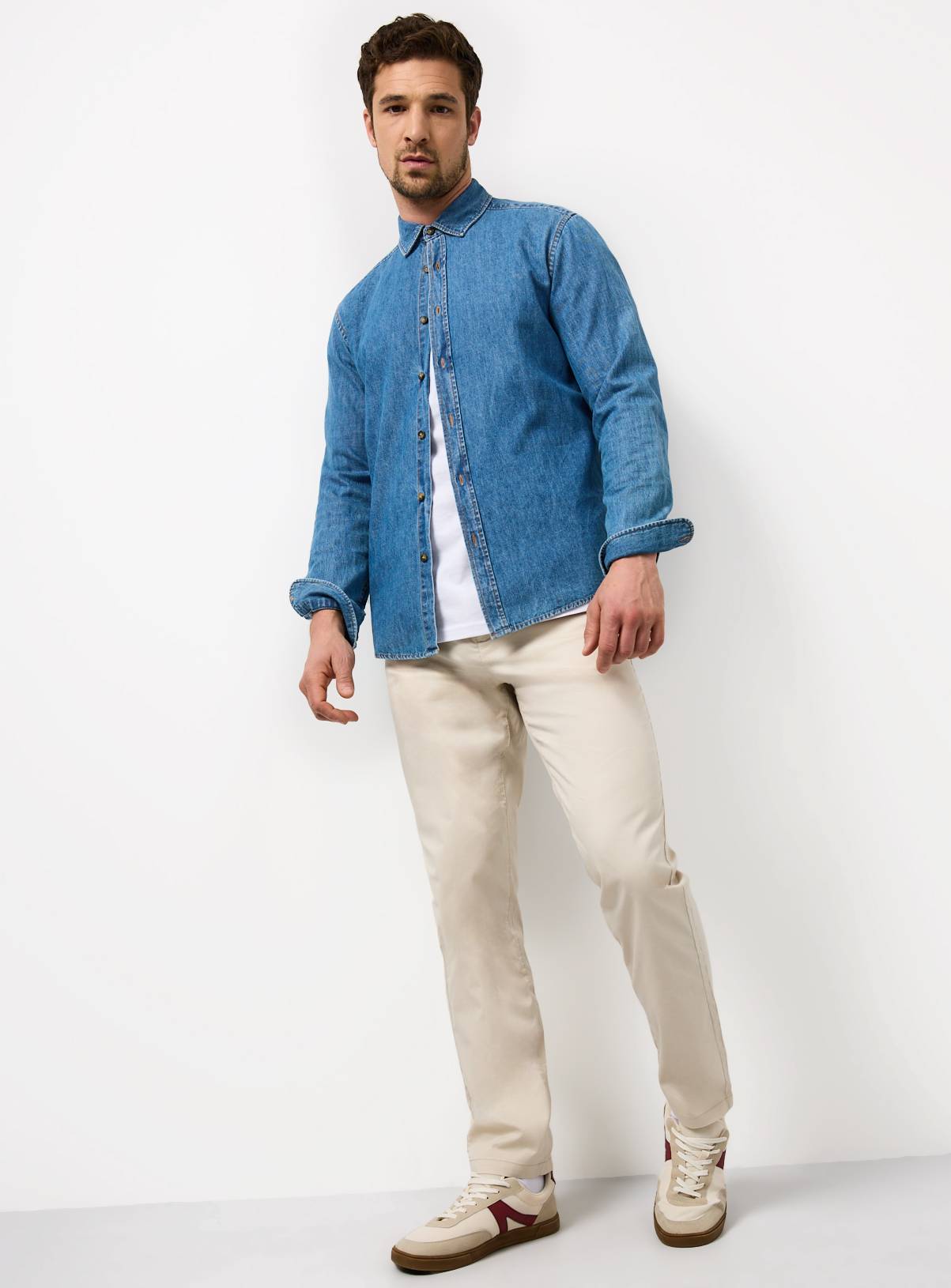 Cream Lightweight Slim Fit Chinos 42R - Image 2