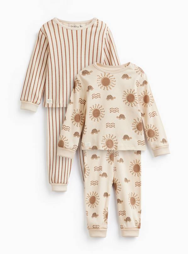 Turtle Stripe Pyjamas 2 Pack 6-9 months