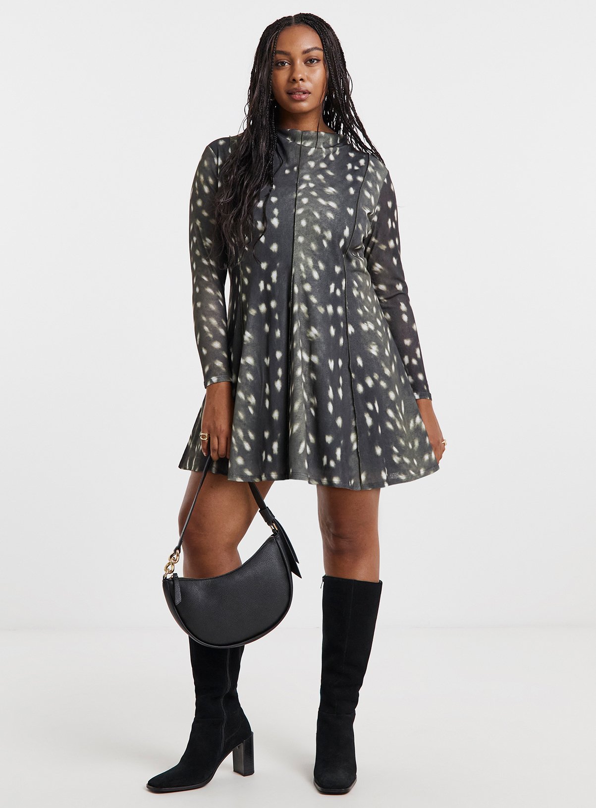 SIMPLY BE Seam Detail Mesh Mini Dress With Slash Neck 12 - Image 3 thumbnail